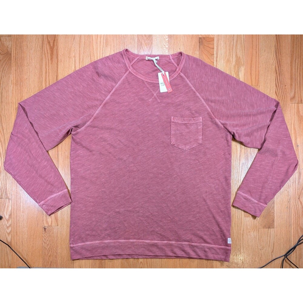 Marine Layer Cotton Heavy Slub Raglan Crewneck Sweatshirt Mens XL Marsala NWT